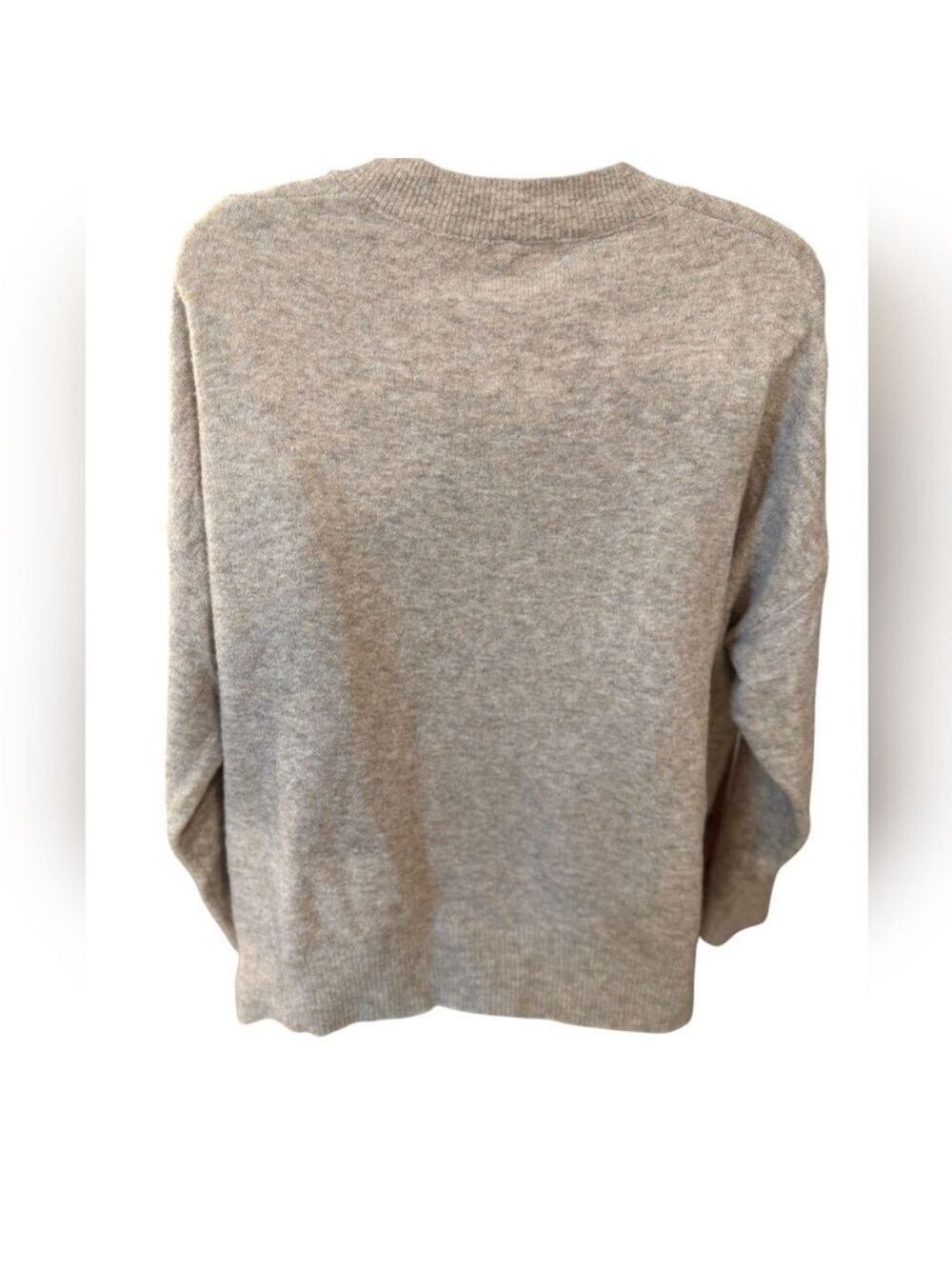 Dreamers by Debut Beige Sweater V Neck Fuzzy Knit Cozy Pullover Medium - Picture 4 of 12